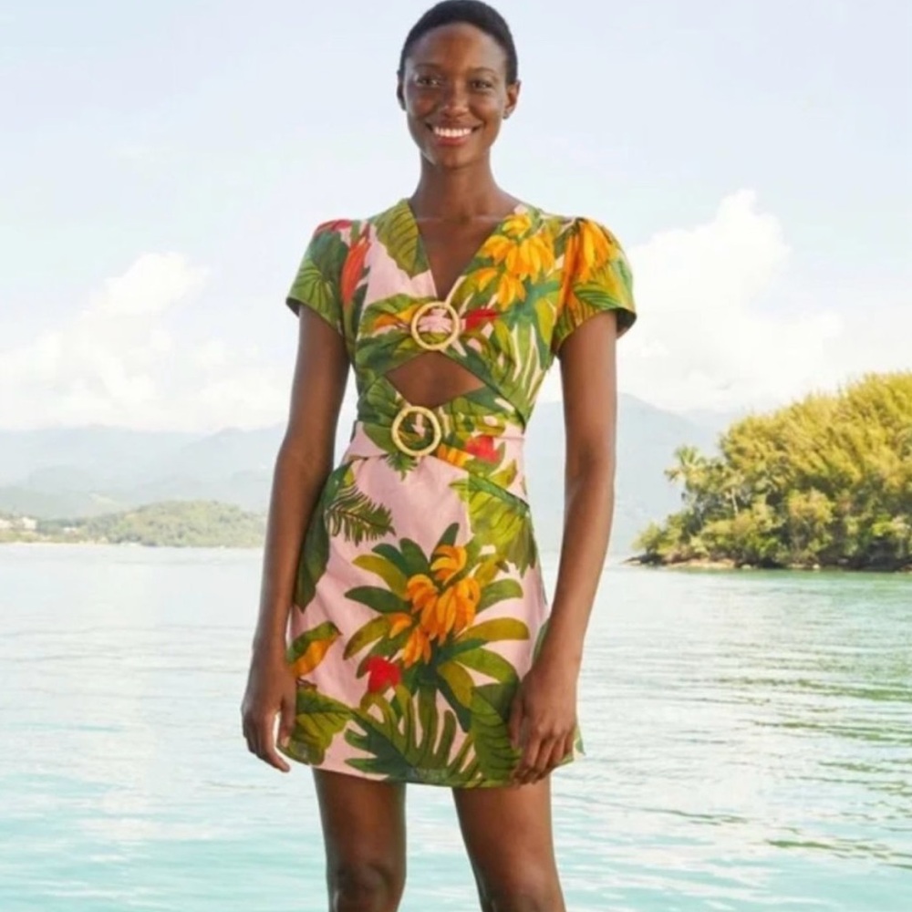Gorgeous FARM Rio Mini Dress- Pink Cocoa Forest-        Sz. S- NWT